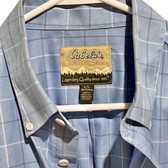 Cabela's Outdoor Plaid Short Sleeve Button-Up Shirt 100% Cotton Size Large Tall - Picture 5 of 6